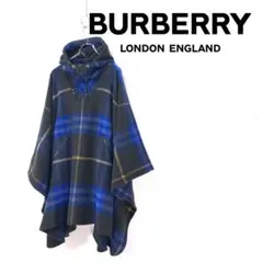 BURBERRY バーバリー チェック ウール ケープ ジップ ポンチョ