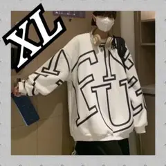 ホワイト メンズ ファッション トレーナー XL 薄手 レディース 韓国系