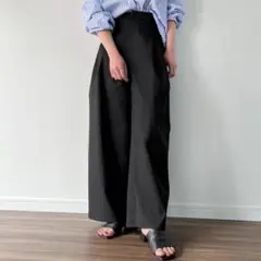 JUNOAH ジュノア フロントデザインツータックワイドパンツ