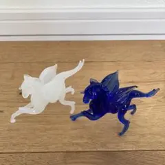 ペガサス　ガラス細工　ブルー　ホワイト　２体セット