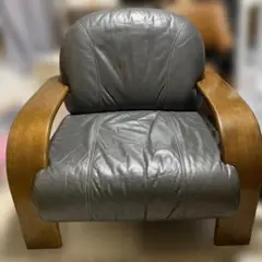 飛騨産業　ヴィンテージ 本革　1人掛け　ソファ　シングル　キツツキ　②