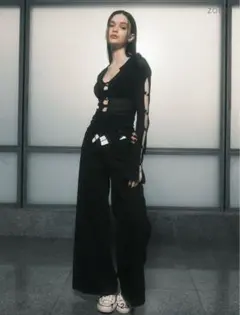melt the lady reverse belt pants black