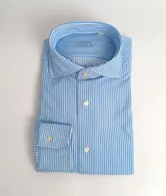 【新品】ONLY GREEN 超伸縮長袖シャツ スリムフィット サックス 38