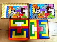 ベネッセ 動物パズル カラフルブロックパズル 2点セット 知育玩具