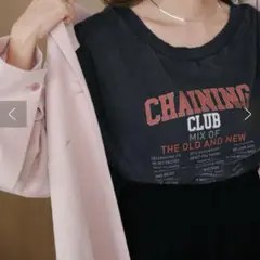 Kastane 前後 2WAY LサイズオフショルピグメントロゴTEE