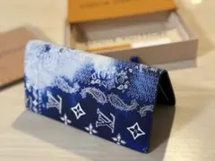 DSK　LOUIS VUITTON ブルー　バンダナ　長財布　ブラザ ルイヴィトン バンダナ ブラザ 長財布 ブルー ホワイト