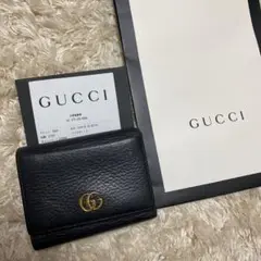 GUCCI 折財布 GGマーモント レザー ブラック