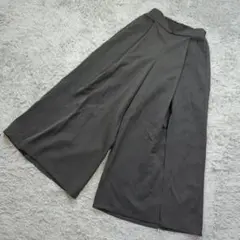 ★b1262 Matira【M】黒 大胆スリット ワイドパンツ ガウチョパンツ