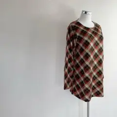 チェックチュニック オレンジ LL 大きめサイズ 裏起毛