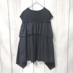 【ビス】布帛レイヤードドッキングフレンチトップス　ノースリーブ　フリーサイズ