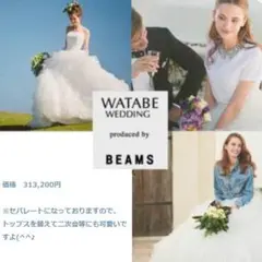 【中古品】BEAMS × ワタベウェディング ウェディングドレス ビックリボン beams×ワタベウェディング 希少ウェディングドレス 週末お値下げ