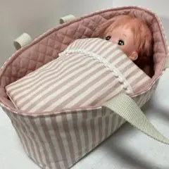 メルちゃん ハンドメイド クーファン ソランちゃん お布団 ストライプ ピンク