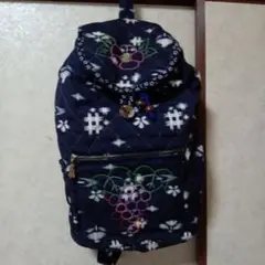 刺繍デザインリュック ダークブルー未着用綺麗