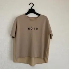 AuiE NOIRプリント 半袖Tシャツ ベージュ