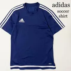 adidas アディダス 刺繍ロゴ サッカーシャツ プラシャツ ブルー S位