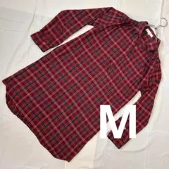 美品｜Grove｜赤チェック柄｜長袖シャツワンピース｜秋冬コーデ｜Mサイズ