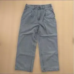 GU メンズ　ライトブルーデニムワイドパンツ　Mサイズ