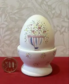 【英国製★陶器のイースターエッグとエッグカップのセット】【レア】