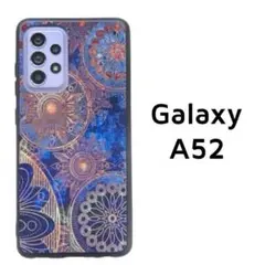 Galaxy A52 5G ケース カバー ブルー アンティーク風 青