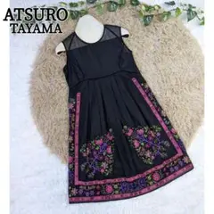 ATSURO TAYAMA アツロウタヤマ 刺繍ワンピース 黒 花柄 ボタニカル