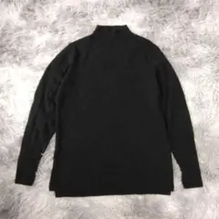 美品✨【IEDIT】黒 ハイネック リブニット セーター (L) 大きいサイズ