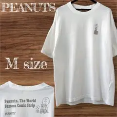 T792ピーナッツ チャーリーブラウン Tシャツ M ホワイト　刺繍プリント 白