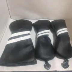 ゴルフ ウッド用ヘッドカバー3枚セット ブラック 2