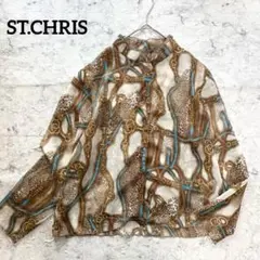 【ST.CHRIS】ヒョウ柄 チェーンベルト シアーシャツ 派手 奇抜 1点もの