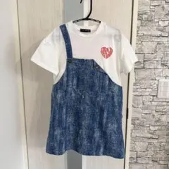 デニムオーバーオール付きTシャツ 100cm