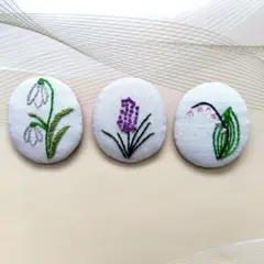 刺繍ブローチ　花　3点セット