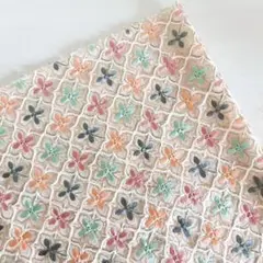 【45×45】(22×28欠け有) インド刺繍生地 はぎれ 布 生地