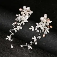 新品 イヤリング ウェディングアクセサリー パールブライダルお花ゴールド結婚式