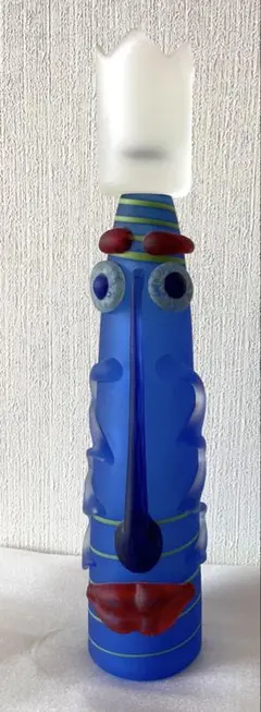 青色ガラス製キャンドルホルダー