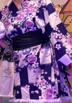 【浴衣】ドレス 紫 浴衣ドレス