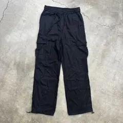 90s OLD Black Linen Pants リネン　カーゴパンツ