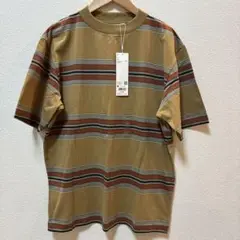 ユニクロU ストライプTシャツ ダークブラウン Mサイズ タグ付き新品未使用