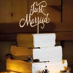 ナチュラルウェディングケーキトッパーjust married