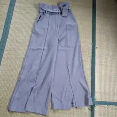 チェック柄 ワイドパンツ ベルト付き
