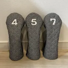 ゴルフヘッドカバー　フェアウェイウッド用3点セット　ハンドメイド