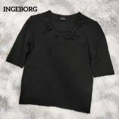 MA061/ INGEBORG 半袖ニットカットソー ブラウス M 黒