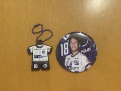 南 秀仁のユニホーム型キーホルダーと缶バッチ