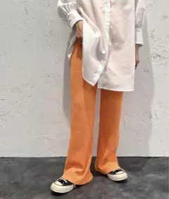 ワッフルセミフレアパンツ*楽チンおしゃれ
