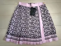 VERSACE ピンク ハイウエストプリーツミニスカートダク付きます40