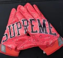 supreme NIKE コラボ　バッティンググローブ　アメフトグローブ　赤L supreme NIKE コラボ バッティンググローブ アメフトグローブ 赤