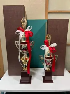 トロフィー 2個セット 金色 赤白リボン