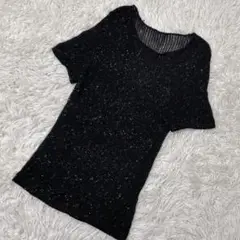 【c5648】Tシャツ 半袖　ブラック　キラキラ　ストレッチ