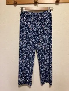 花柄クロップドパンツ スパッツ レギンス ネイビー M〜L 64〜77