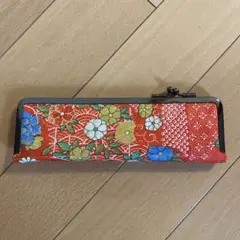 赤色花柄がま口財布