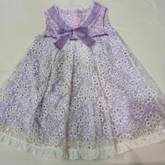 紫色と白色の花柄ドレス 120サイズ