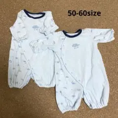 ベビー　新生児　ロンパース　２枚セット　双子　50-60